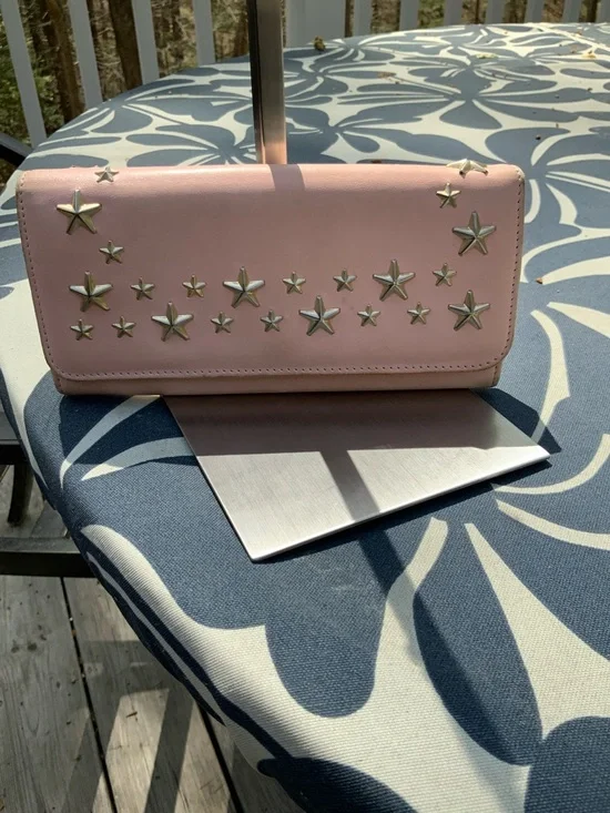 Jimmy Choo Blush Pink Star-Studded Leather wallet - Picture 13 of 16